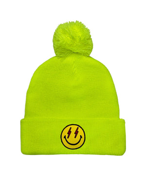 BOLT SMILEY POM POM RIB BEANIE