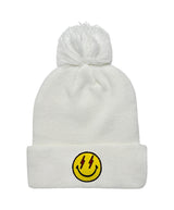 BOLT SMILEY POM POM RIB BEANIE Beanie Aviator Nation WHITE