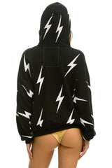 BOLT STITCH REPEAT RELAXED PULLOVER HOODIE WITH POCKET ZIPPERS - BLACK // WHITE Hoodie Aviator Nation