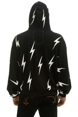 BOLT STITCH REPEAT RELAXED PULLOVER HOODIE WITH POCKET ZIPPERS - BLACK // WHITE Hoodie Aviator Nation