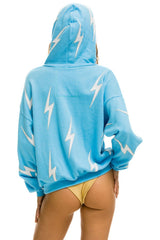 BOLT STITCH REPEAT RELAXED PULLOVER HOODIE WITH POCKET ZIPPERS - SKY // WHITE Hoodie Aviator Nation