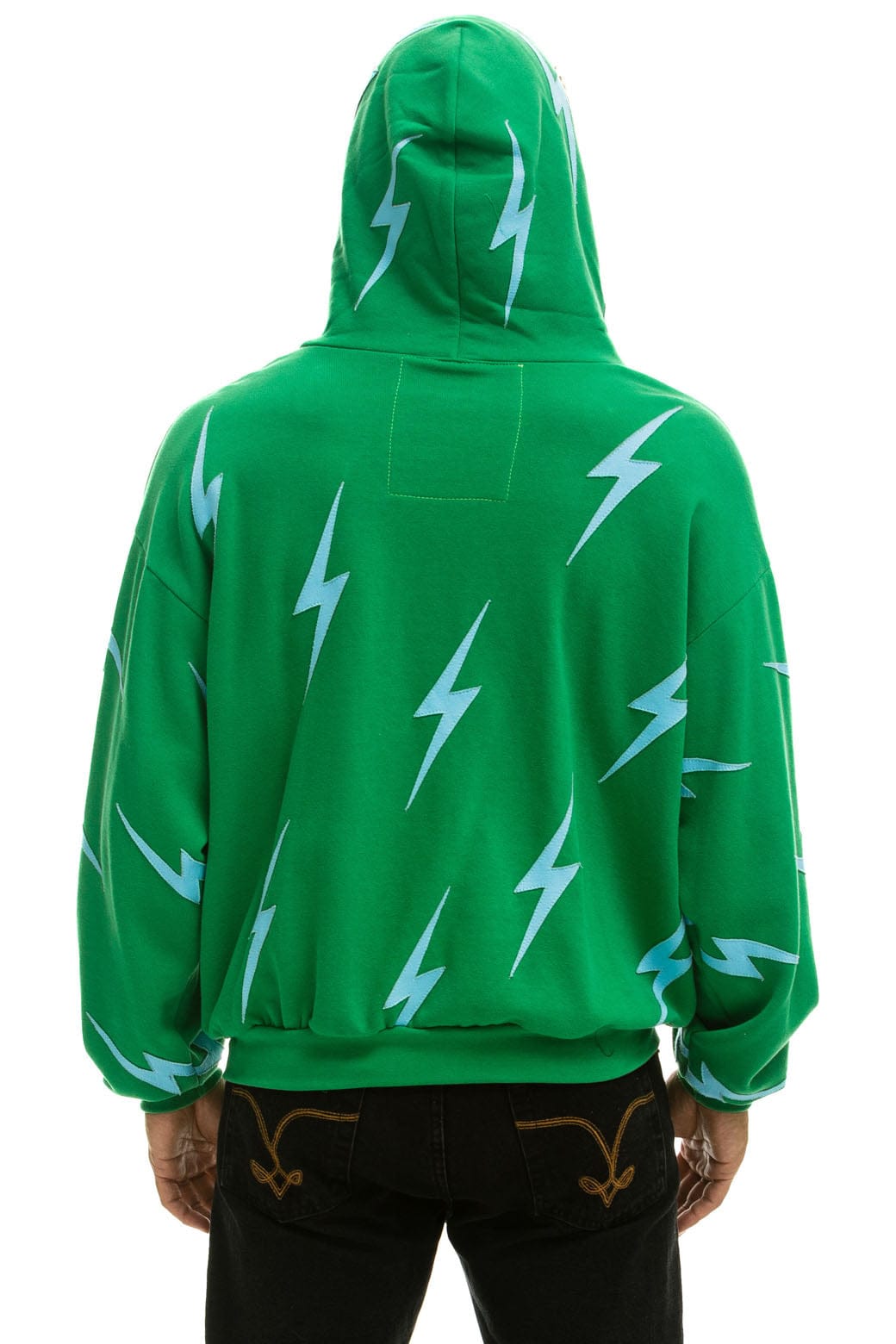BOLT STITCH REPEAT RELAXED ZIP HOODIE WITH POCKET ZIPPERS - KELLY GREEN // BLUE Hoodie Aviator Nation
