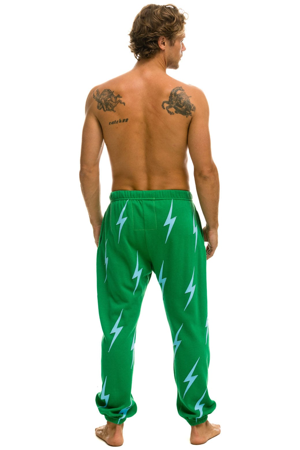 BOLT STITCH REPEAT SWEATPANTS - KELLY GREEN // BLUE Mens Sweatpants Aviator Nation