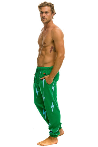 BOLT STITCH REPEAT SWEATPANTS - KELLY GREEN // BLUE Mens Sweatpants Aviator Nation