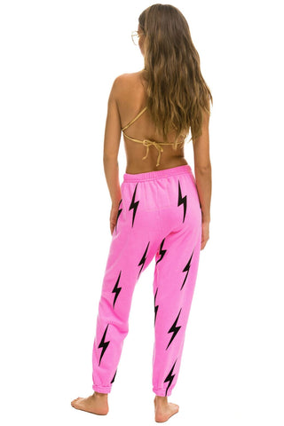 BOLT STITCH REPEAT SWEATPANTS - NEON PINK // BLACK Women's Sweatpants Aviator Nation