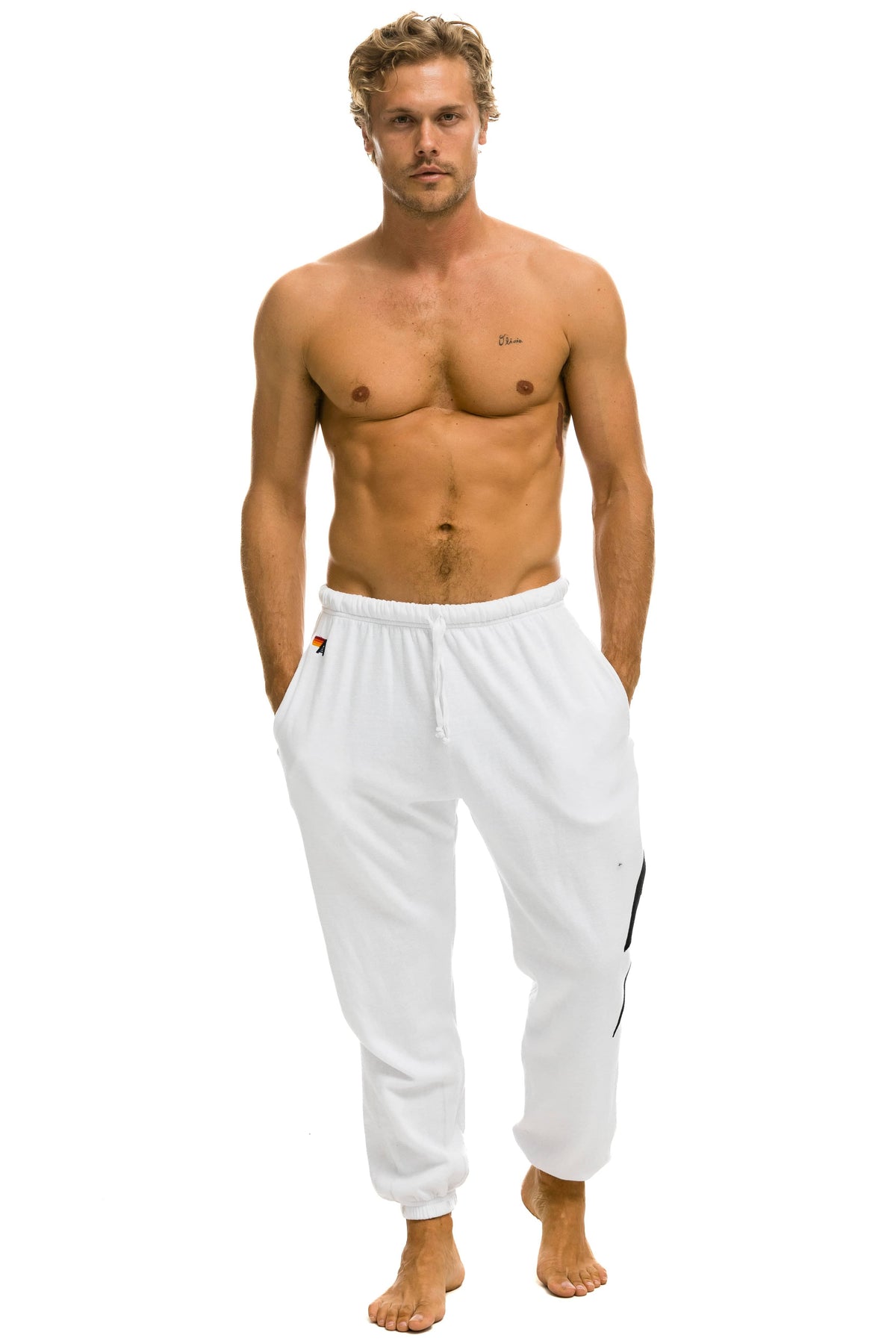 BOLT STITCH SWEATPANTS - WHITE // BLACK Mens Sweatpants Aviator Nation