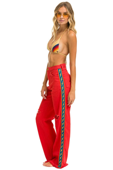 BOLT STRIPE HI RISE WIDE-LEG GYPSY JEAN - RED Women's Jeans Aviator Nation
