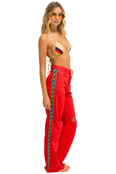 BOLT STRIPE HI RISE WIDE-LEG GYPSY JEAN - RED Women's Jeans Aviator Nation