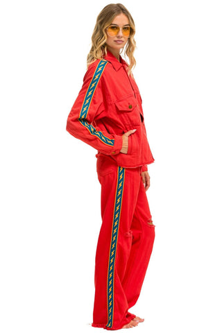 BOLT STRIPE HI RISE WIDE-LEG GYPSY JEAN - RED Women's Jeans Aviator Nation