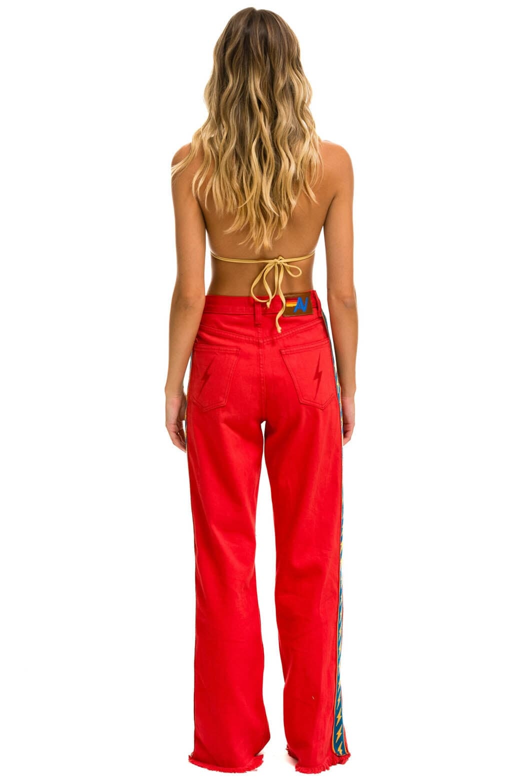 BOLT STRIPE HI RISE WIDE-LEG GYPSY JEAN - RED Women's Jeans Aviator Nation