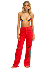 BOLT STRIPE HI RISE WIDE-LEG GYPSY JEAN - RED Women's Jeans Aviator Nation