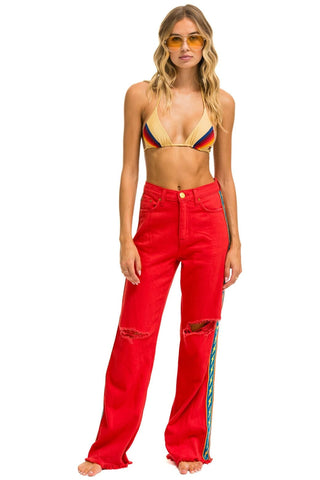 BOLT STRIPE HI RISE WIDE-LEG GYPSY JEAN - RED Women's Jeans Aviator Nation