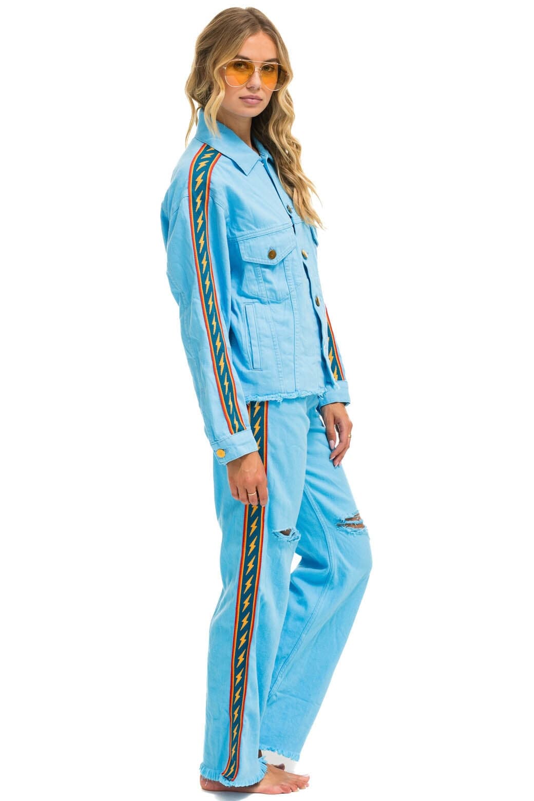 BOLT STRIPE HI RISE WIDE-LEG GYPSY JEAN - SKY Women's Jeans Aviator Nation