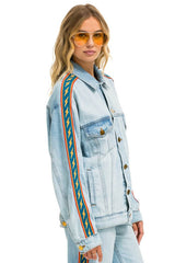 BOLT STRIPE OVERSIZED CUTOFF DENIM JACKET - SUPER LIGHT Denim Jacket Aviator Nation