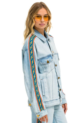 BOLT STRIPE OVERSIZED CUTOFF DENIM JACKET - SUPER LIGHT Denim Jacket Aviator Nation
