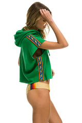 BOLT STRIPE SLEEVELESS RELAXED CROPPED PULLOVER HOODIE - KELLY GREEN Aviator Nation