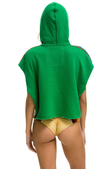 BOLT STRIPE SLEEVELESS RELAXED CROPPED PULLOVER HOODIE - KELLY GREEN Aviator Nation