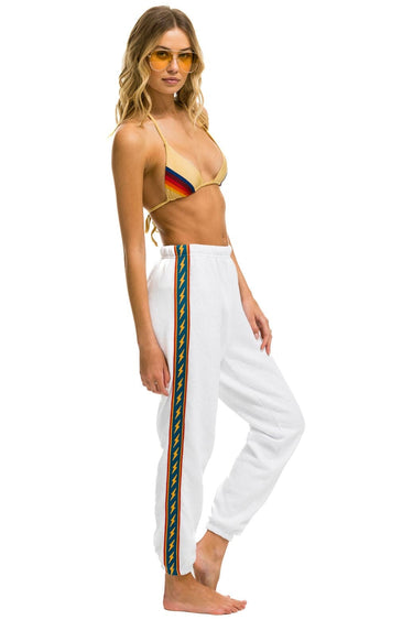 BOLT STRIPE WOMENS SWEATPANTS - WHITE Aviator Nation
