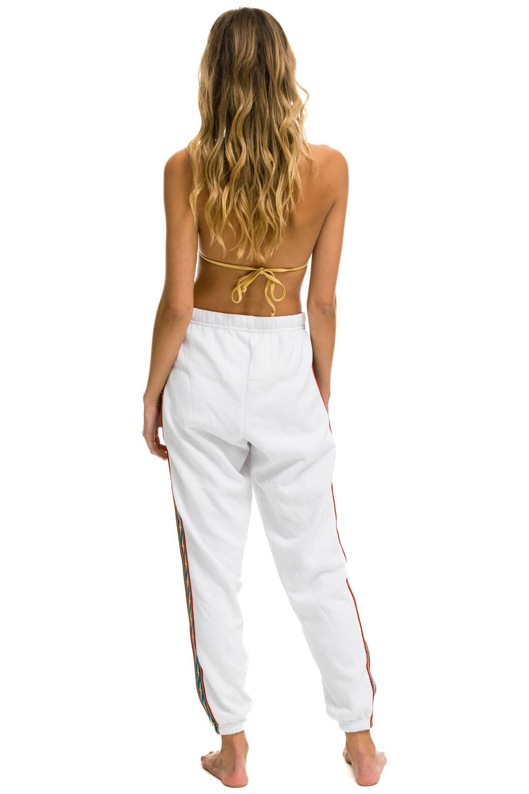 BOLT STRIPE WOMENS SWEATPANTS - WHITE Aviator Nation