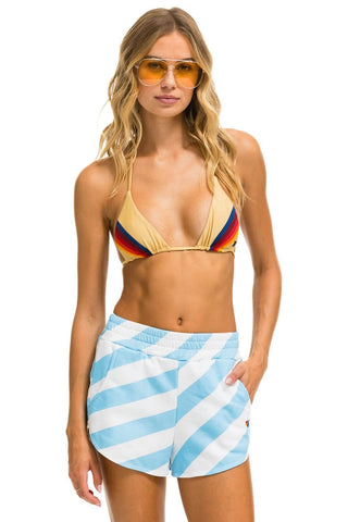 CAUTION WOMENS LOUNGER SHORT - WHITE // SKY Women's Lounger Shorts Aviator Nation