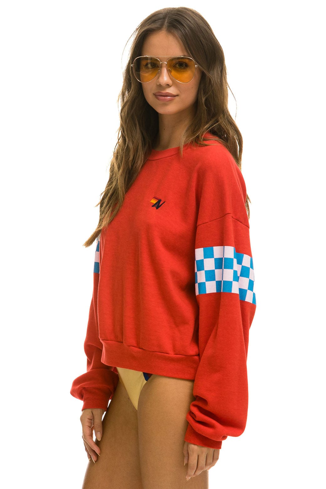 CHECK 2 SLEEVE RELAXED CREW SWEATSHIRT - RED // WHITE // BLUE Sweatshirt Aviator Nation