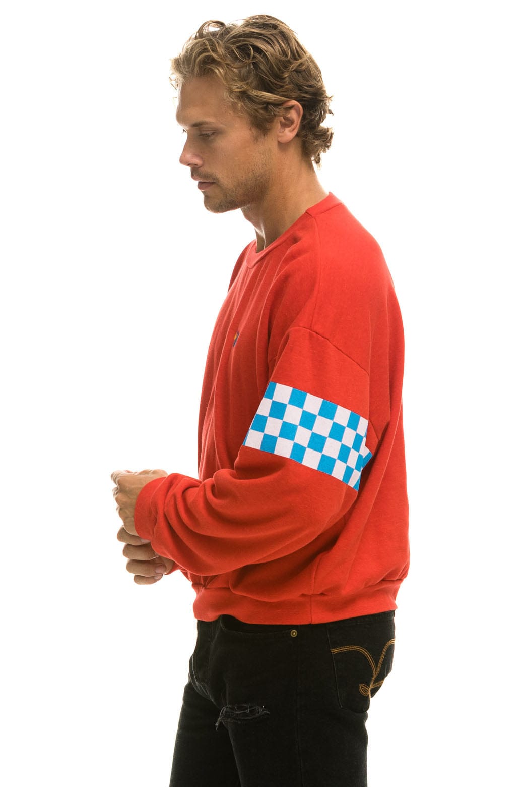 CHECK 2 SLEEVE RELAXED CREW SWEATSHIRT - RED // WHITE // BLUE Sweatshirt Aviator Nation