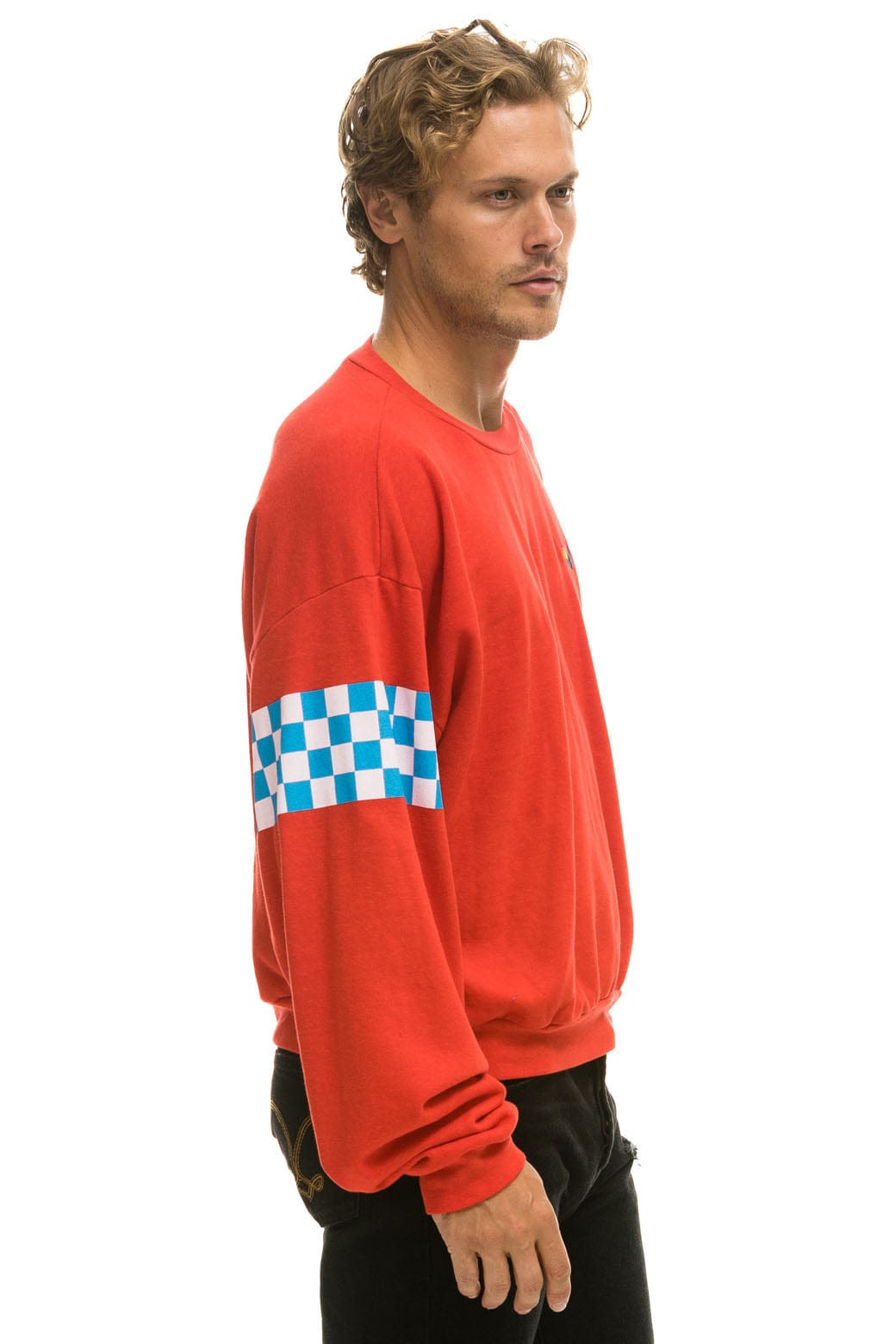 CHECK 2 SLEEVE RELAXED CREW SWEATSHIRT - RED // WHITE // BLUE Sweatshirt Aviator Nation