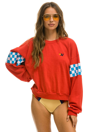 CHECK 2 SLEEVE RELAXED CREW SWEATSHIRT - RED // WHITE // BLUE Sweatshirt Aviator Nation