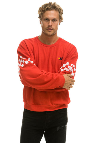 CHECK 2 SLEEVE RELAXED CREW SWEATSHIRT - RED // WHITE Sweatshirt Aviator Nation
