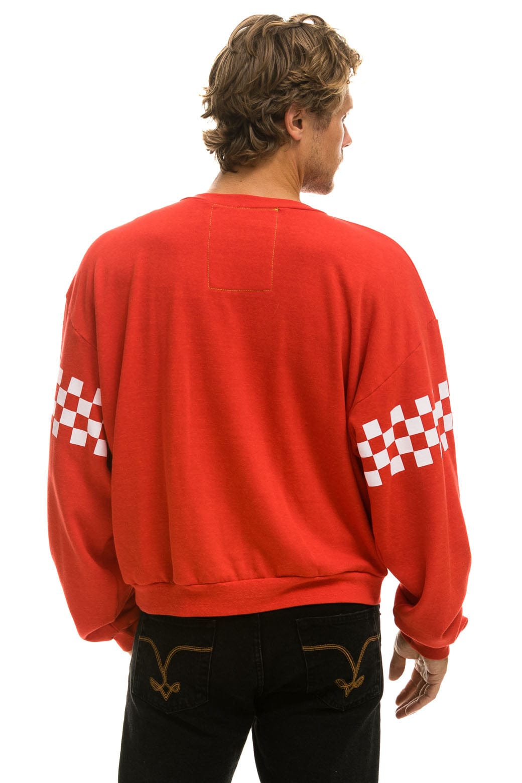 CHECK 2 SLEEVE RELAXED CREW SWEATSHIRT - RED // WHITE Sweatshirt Aviator Nation