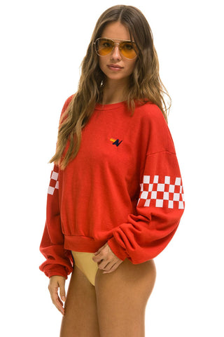 CHECK 2 SLEEVE RELAXED CREW SWEATSHIRT - RED // WHITE Sweatshirt Aviator Nation