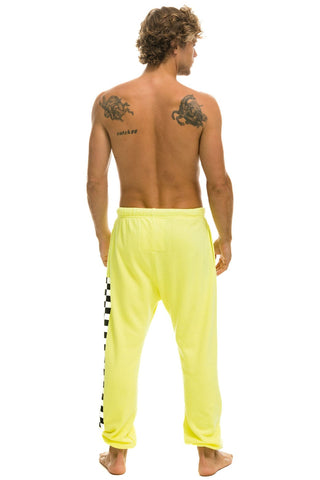 CHECK LEG SWEATPANTS - NEON YELLOW Mens Sweatpants Aviator Nation