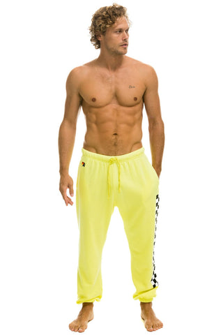 CHECK LEG SWEATPANTS - NEON YELLOW Mens Sweatpants Aviator Nation