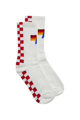 CHECKERED SOCK - WHITE // RED SOCKS Aviator Nation