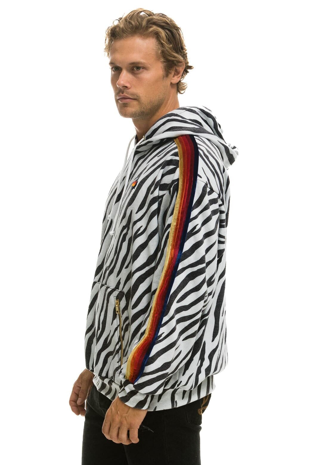 CLASSIC RELAXED PULLOVER HOODIE WITH ZIPPER POCKETS - ZEBRA Hoodie Aviator Nation