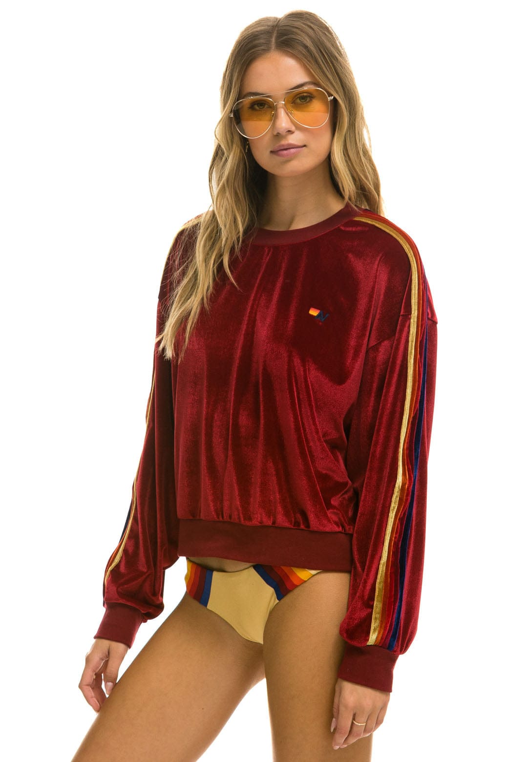 CLASSIC VELVET RELAXED SWEATSHIRT - RED Sweatshirt Aviator Nation