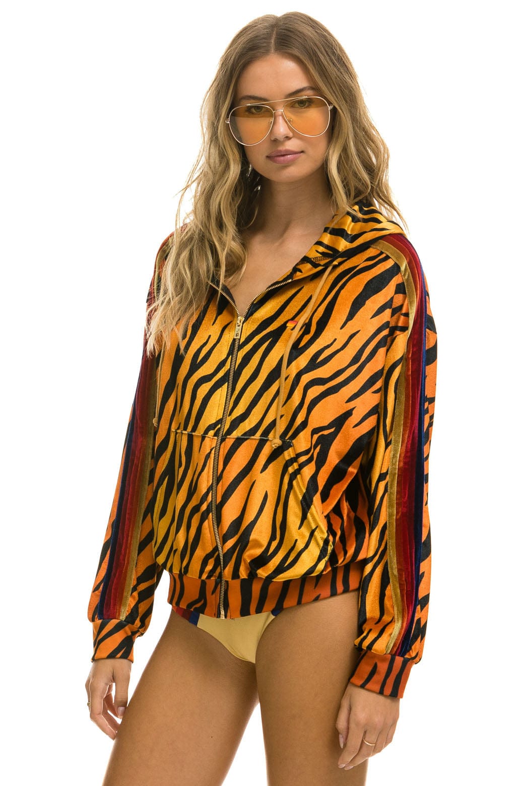 CLASSIC VELVET RELAXED ZIP HOODIE - TIGER Hoodie Aviator Nation