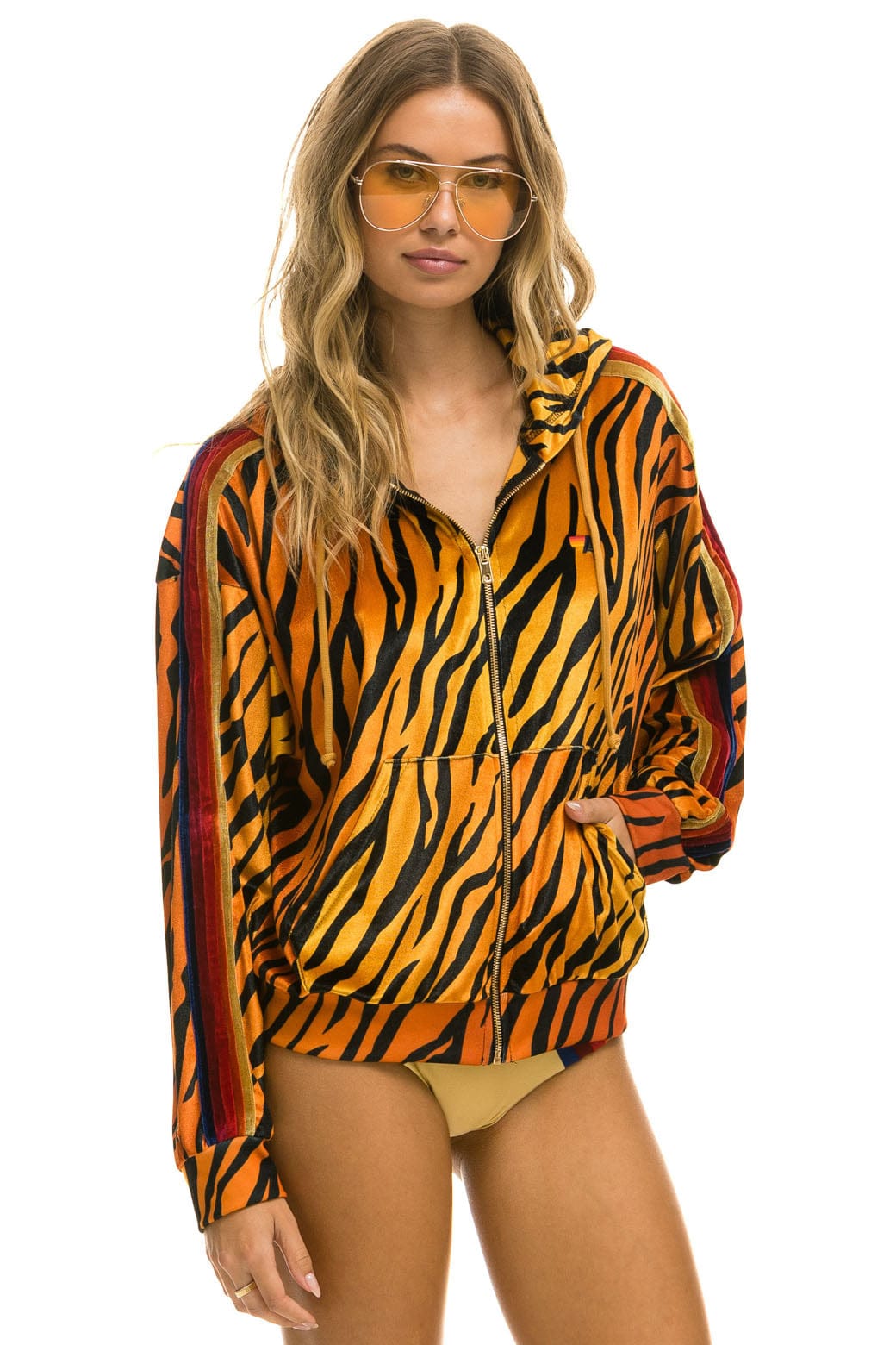 CLASSIC VELVET RELAXED ZIP HOODIE - TIGER Hoodie Aviator Nation