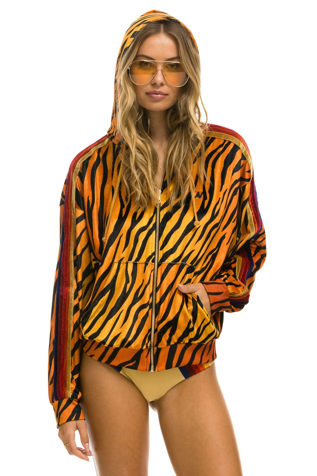 CLASSIC VELVET RELAXED ZIP HOODIE - TIGER Hoodie Aviator Nation