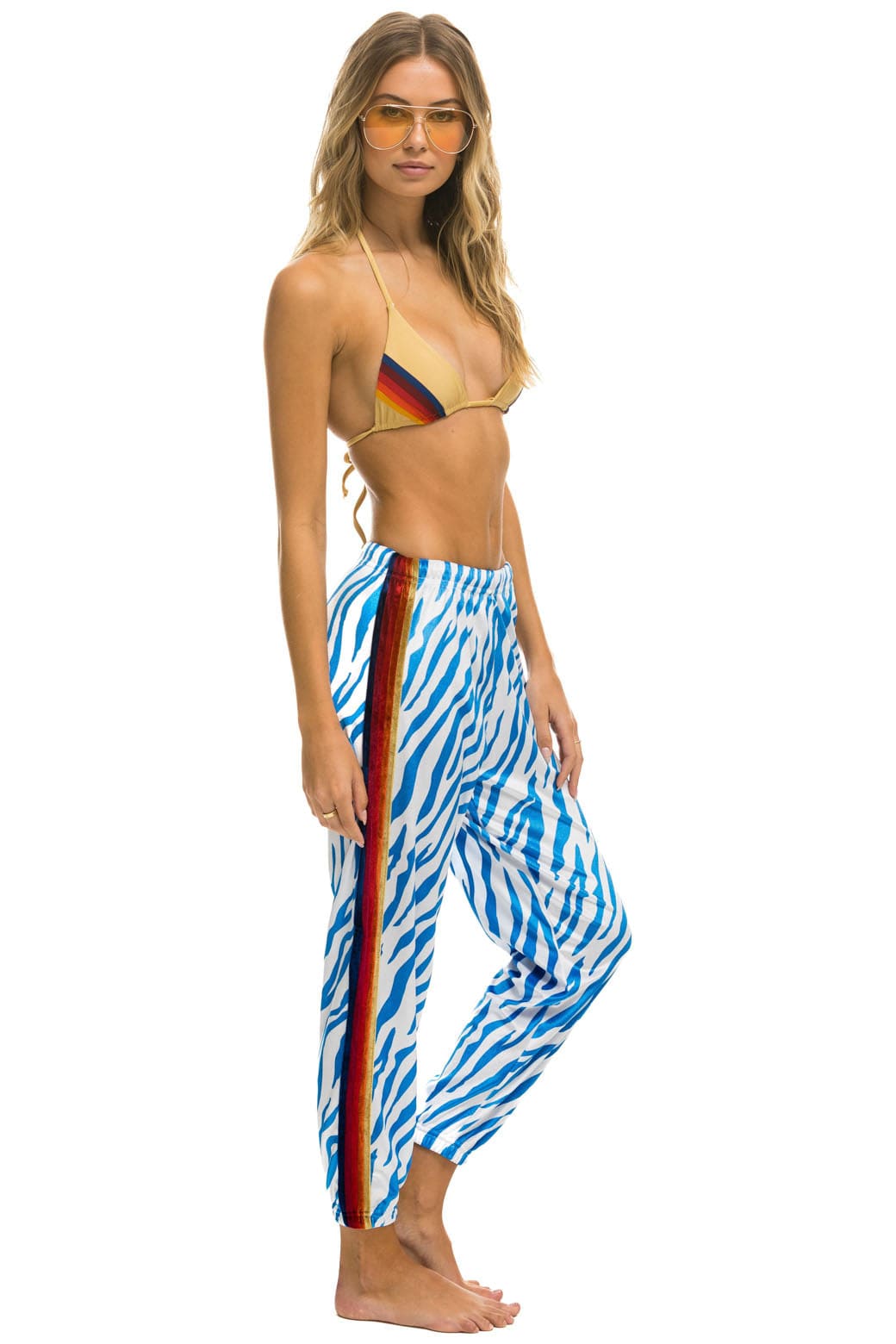 CLASSIC VELVET WOMEN'S SWEATPANTS - BLUE TIGER Womens Sweatpants Aviator Nation