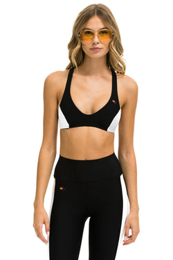 COLOR BLOCK RACER SPORTS BRA - BLACK Sports Bra Aviator Nation