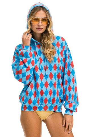DIAMOND REPEAT SMILEY RELAXED PULLOVER HOODIE - SKY Hoodie Aviator Nation