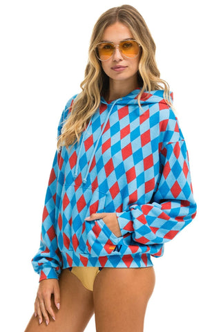 DIAMOND REPEAT SMILEY RELAXED PULLOVER HOODIE - SKY Hoodie Aviator Nation