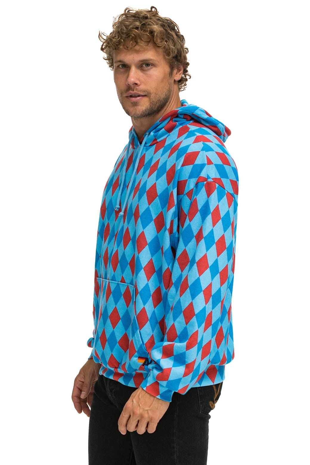 DIAMOND REPEAT SMILEY RELAXED PULLOVER HOODIE - SKY Hoodie Aviator Nation