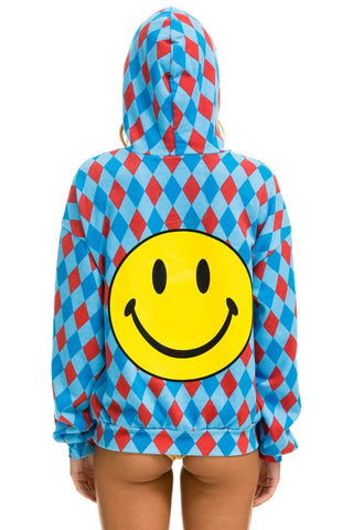 DIAMOND REPEAT SMILEY RELAXED PULLOVER HOODIE - SKY Hoodie Aviator Nation