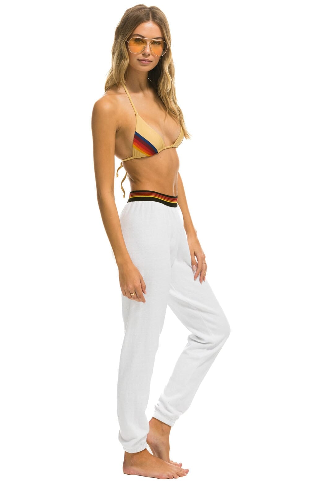 ELASTIC LOGO WOMEN'S SWEATPANTS - WHITE Women's Sweatpants Aviator Nation