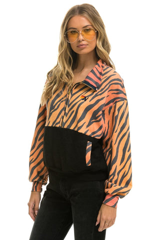 FLEECE UNISEX HALF ZIP COLOR BLOCK JACKET - TIGER Unisex Outerwear Aviator Nation