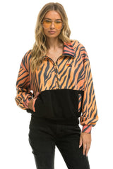 FLEECE UNISEX HALF ZIP COLOR BLOCK JACKET - TIGER Unisex Outerwear Aviator Nation