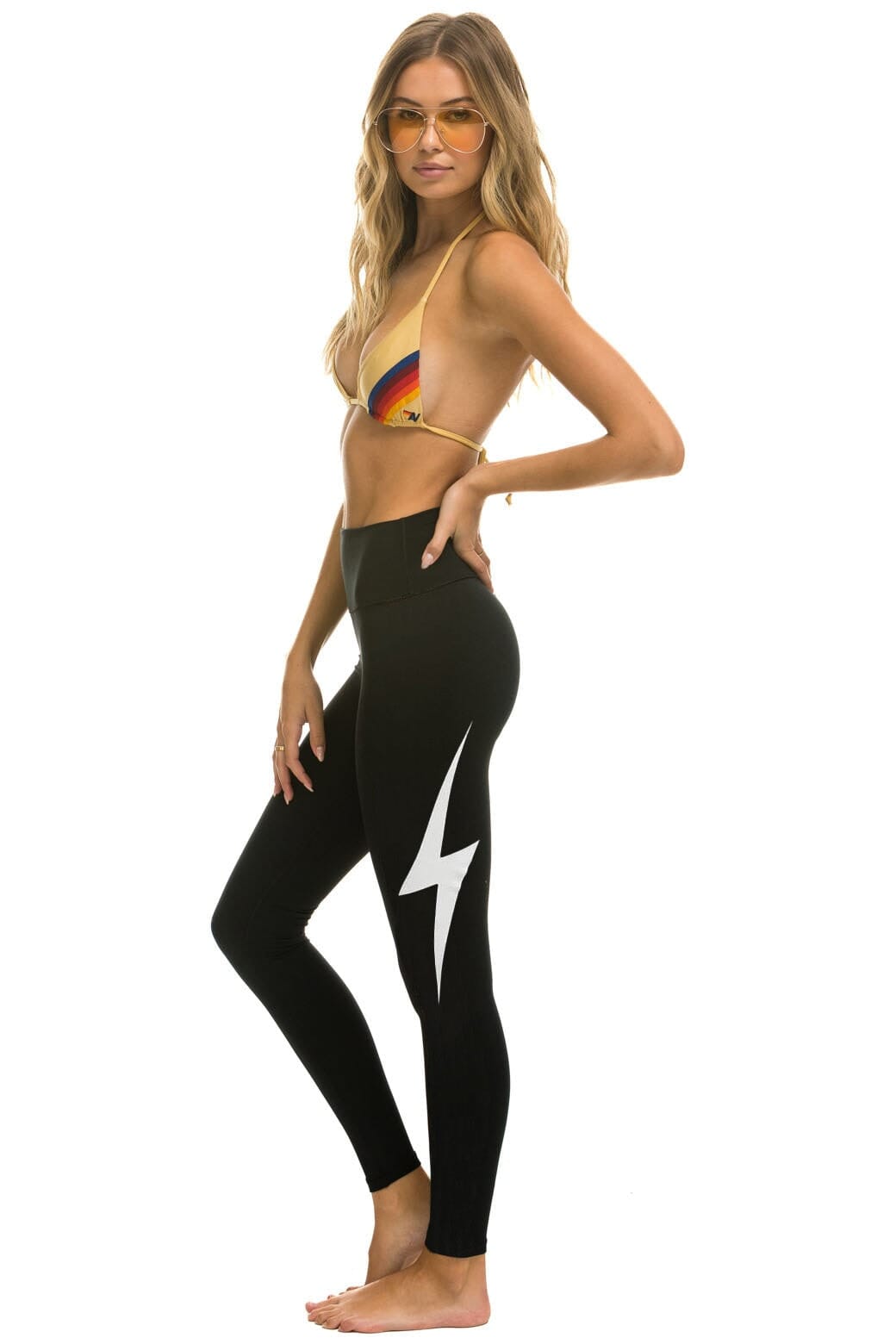 FULL LENGTH HI-RISE BOLT LEGGINGS BLACK – Aviator Nation