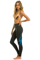 FULL LENGTH HI-RISE BOLT LEGGINGS - CHARCOAL // BLUE Leggings Aviator Nation